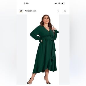 Elegant Green Wrap Dress 4X by SCOMCHIC